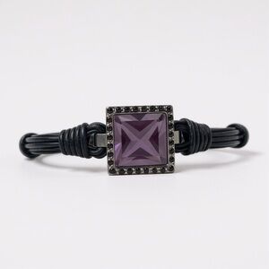 Fragola Genuine Amethyst Sterling Silver Italian Designer Leather Bracelet